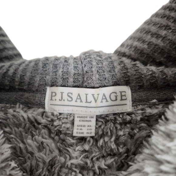 PJ SALVAGE Hoodie Womens XL Extra Large Gray Faux Fur Pullover Drawstring Grey - Picture 9 of 11